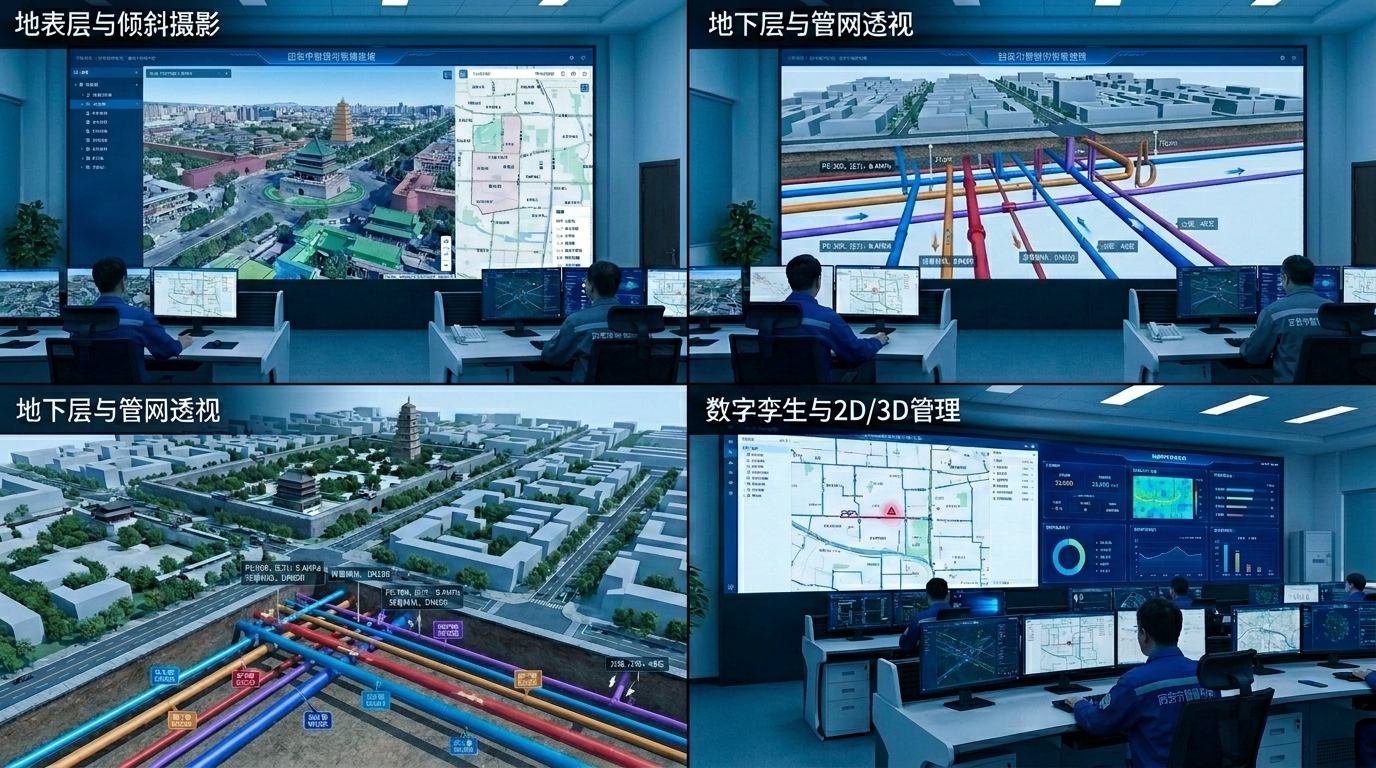 GIS 一张图 · 地表倾斜摄影与地下管网数字孪生